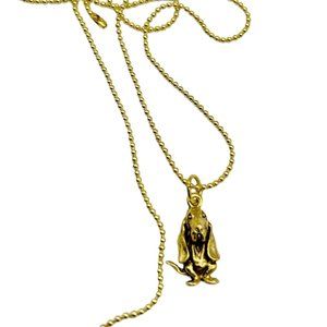 Gold Basset Hound on Mini Ball Chain Necklace